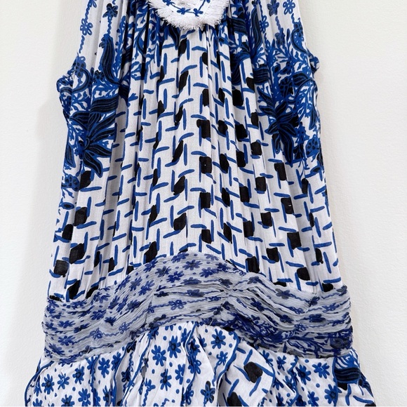 Poupette St. Barth Belinda Printed Dress Blue Size 0 - Picture 4 of 11